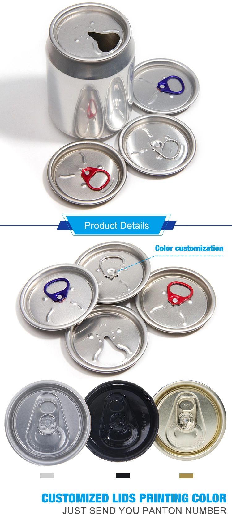 Wholesale Customized 202 200 Sot Aluminum Beverage Can Lids Easy Open End